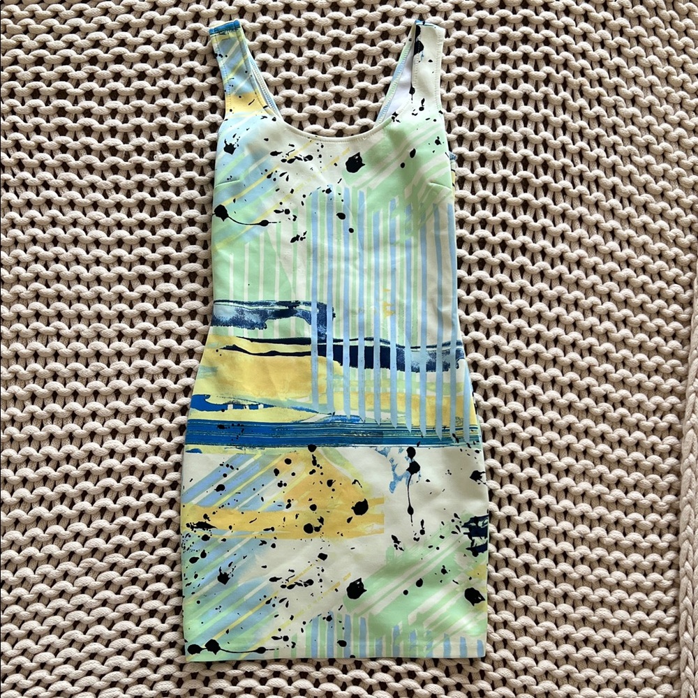 Abstract Print Sleeveless Dress